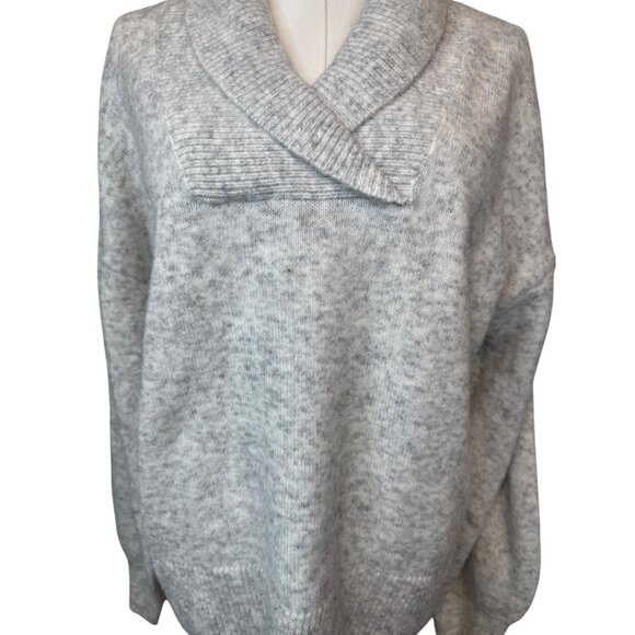 2/$30 Madewell Vinson Shawl-Collar L Pullover Sweater Heathered Stonewall Gray - Picture 6 of 14